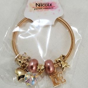 Pink  or White Gold Tone Variety Charm Bracelets